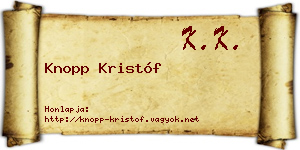 Knopp Kristóf névjegykártya