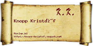 Knopp Kristóf névjegykártya